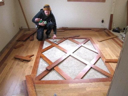 Basketweave Pattern with Cherry and Oak Labrador Floors and Tile